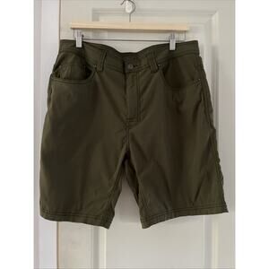 Prana Breathe Casual Shorts Men's Size 36WX9L Olive RN124977 Outdoor Hiking